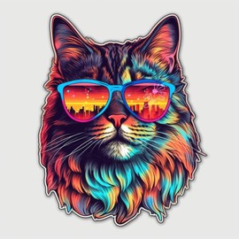 Yoonek Graphics Maine Coon Cat Vinyl Decal Sticker for Car, Laptop, Tumbler, More. #004263