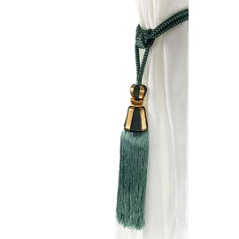 Tex family Embrasse Willson Tiebacks with Tassels and Balls Pack of 2, Green