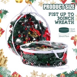 Christmas Wreath Storage Container 30 Inch Clear Wreath Storage Bags Plastic Wreath Bags with Dual Zippers and Handles for Xmas Seasonal Thanksgiving Holiday Artificial Wreath Storage (4)