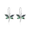 Sterling Silver Abalone Polished Dragonfly Dangle Earrings