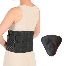 XFSRG Rückenstützgürtel Verstellbar Lendenwirbelstütze Gürtel mit Stützpolster Rückenhalterung Korrektur für Männer und Frauen(Schwarz,S)