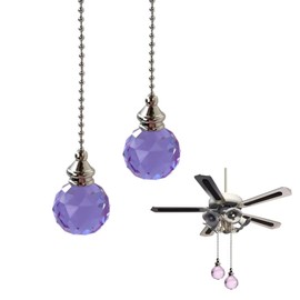 2pcs Decorative Crystal Fan Pull Chain Extension Nickel Plated Ball Chain 21 Inches 3.0mm Diameter Purple