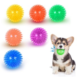 HUIQIHANG 6 PCS Squeaky Dog Ball Toys, Rubber Pointy Dogs Toy Balls, Suitable Squeaky for Teething Puppies and Small and Medium-Sized Dogs, Small Float Balls, Dogs to Play, Pet Teeth Cleaning-(S)