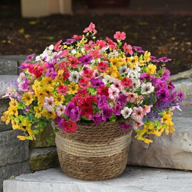 Artificial Fake Outdoor Plants Flowers for Outside Spring Summer Decoration, 12 Bundles Faux Silk Realistic UV Sun Resistant Colorful Mix Daisy Lavender for Porch Patio Window Box Yard Home Decor