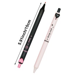 Maydahui Stylish Heart Knock Type Ballpoint Pen, Set of 10, 0.02 inch (0.5 mm), Black Ink, Cute, Love, Gel Ballpoint Pen, Cute, Easy to Apply, Stationery, Present