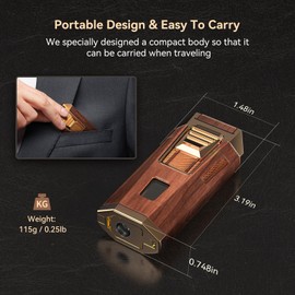 All-in-One Torch Lighter with Punch, Holder, and Draw Enhancer Tool, Adjustable Windproof 2 Jet Flame Lighters, Refillable Lighters Gift for Men(Mahogany)