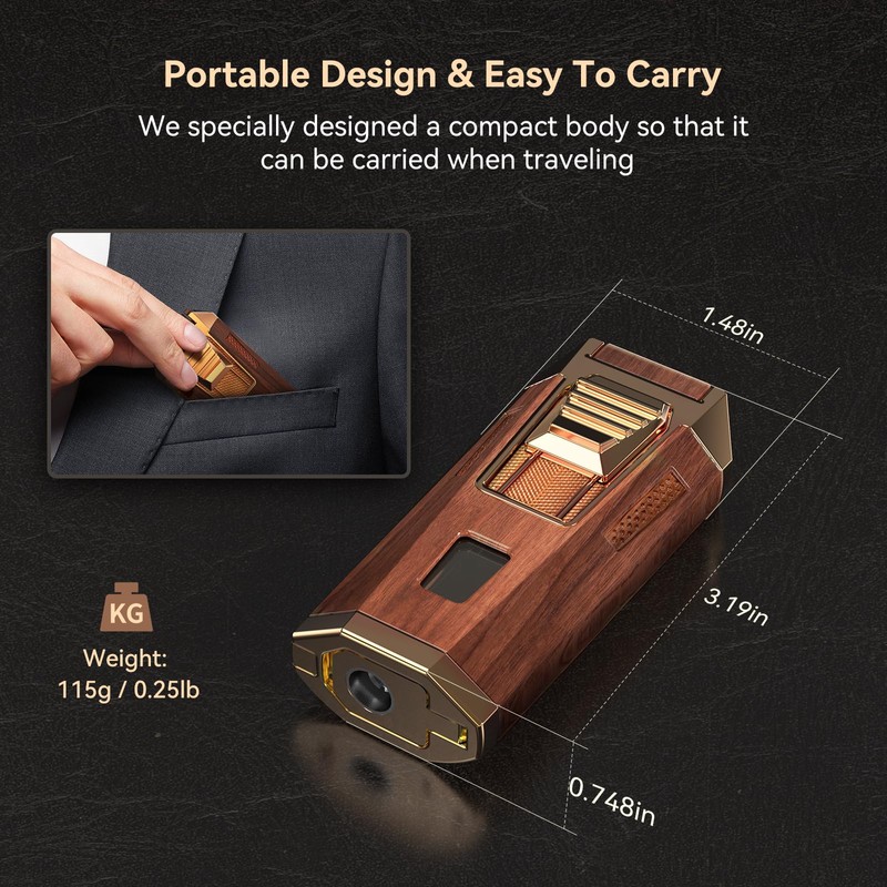 All-in-One Torch Lighter with Punch, Holder, and Draw Enhancer Tool,