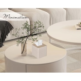 GOLRANLYE Tissue Box Cover Square PU Leather Facial Tissue Box Holder for Dresser Bathroom Decor (Black)