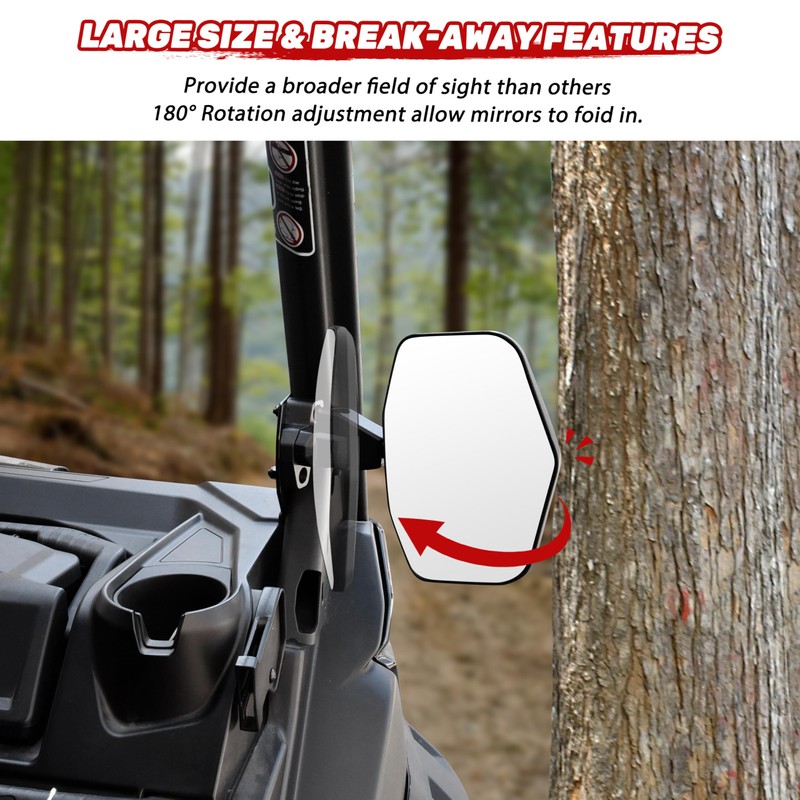 POKIAUTO Adjustable Side Mirrors for Can Am Defender HD5 HD8