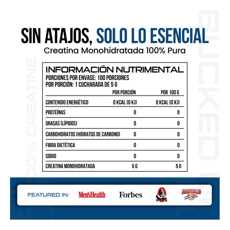 Creatina Monohidratada Y Micronizada Pre Entreno Bucked Up Sabor Sin