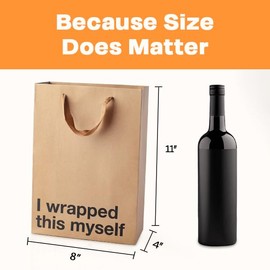 MilkToast Brands Funny Gift Bag, 11" x 8" x 4" Size, I Wrapped this myself, Sarcastic Brown Kraft Paper Bag with Handles, Funny Gift Bag for Birthdays, Mother's Day, Holidays, Office Parties