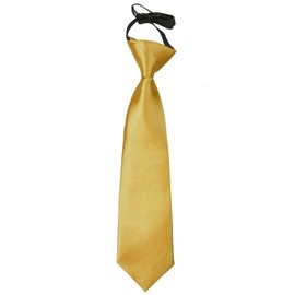 DQT Plain Satin Easy to Wear Elastic Pre-tied Tie for Boys (2-7 Years Old) - Gold