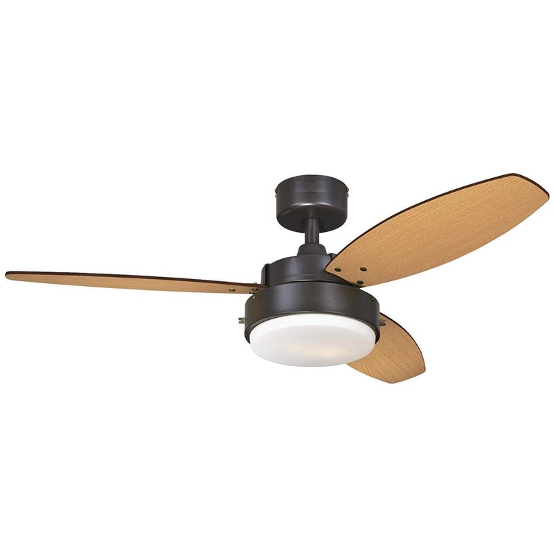 Alloy Two-Light 42" Reversible Three-Blade Indoor Ceiling Fan, Oil Rubbed