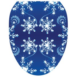 Toilet Tattoos TT-X602-O Snow Crystals Design, Elongated
