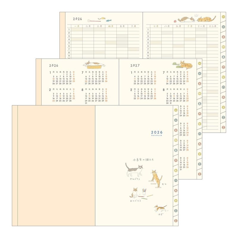 Midori Pocket Diary 2026 B6 Weekly Cat Pattern 22373006 (Starting