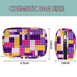 PATTERNFUL Travel Toiletry Bag for Kids, Cute Small Makeup Pouch for Boys Girls, Waterproof Wash Bag Cosmetic Weekender Bag Toddler Traveling Toiletries(Purple Colorful Building Blocks)