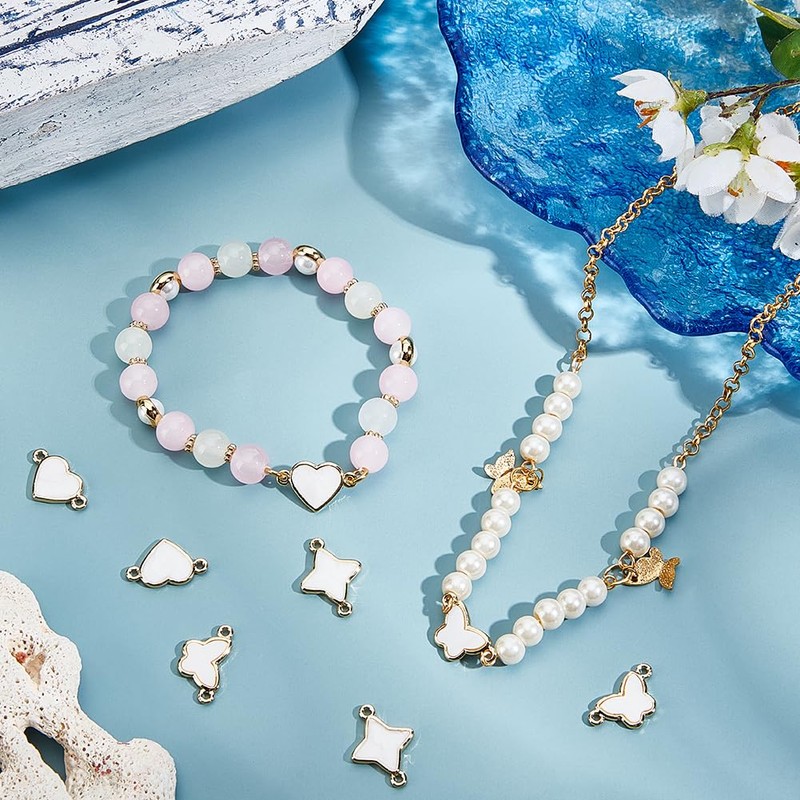 Beebeecraft 12Pcs 3 Styles 18K Gold Plated Brass Natural White