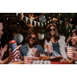 LIKSMU American Flag Sunglasses for Women Men Square Sunglasses Costume Accessories Party Favors Fourth of July USA Patriot Sun Glasses