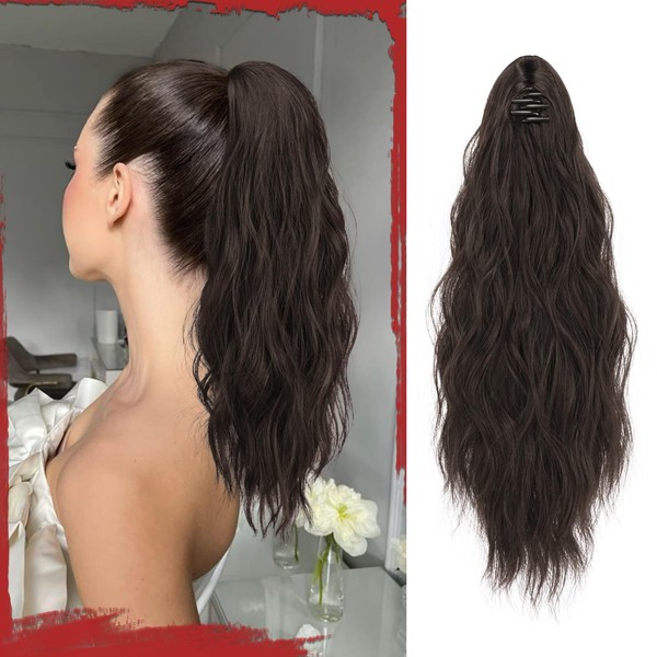 Sofeiyan Ponytail Extension, 16 Inch Curly Wavy Claw Clip in