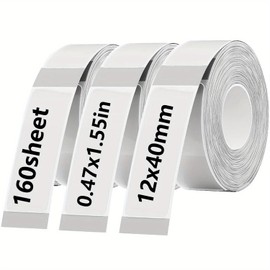 Clear D30 Label Tape, 3Rolls 12x40mm Transparent Thermal Label Paper for Phomemo D30 Printer Maker Tape Refill for Print Master D30 Labels Refill 12mm x 40mm (0.47 x 1.57 Inch) Clear