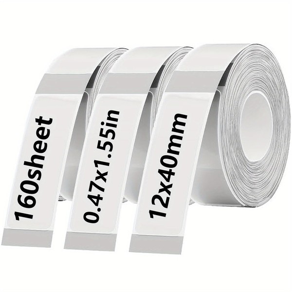 Clear D30 Label Tape, 3Rolls 12x40mm Transparent Thermal Label Paper
