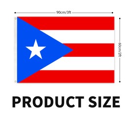 3ply Puerto Rico Flag 2X3 Ft Double Layers Heavy Duty Durable Large Puerto Rican Flag Banner Outdoor Indoor Decorations with 2 Brass Grommets