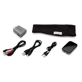 SleepPhones TellyPhones Listen to TV Wirelessly from Bed | Ultra Thin Speakers | Includes Micro USB for Recharging | Up to 13 Hours Playback | Pitch Black - Breeze Fabric (Sizes M)