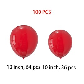 100 Pcs Red Party Balloons in Assorted 12 and 10 Inch Sizes - Perfect for Weddings, Birthdays, Christmas, Valentine's, Easter, Graduation,Baby Showers Party Decorations(Red)