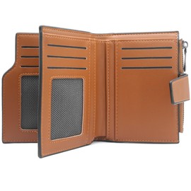 GOUNNU Wallets for Women PU Leather Ladies Small Purses, Women Wallets with Zip Coin Pocket, Bifold Leather Purses for Women Large Capacity Women's Wallet with 15 Card Slots (A-Brown)