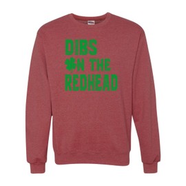 Go All Out XX-Large Vintage Heather Red Mens Dibs On The Redhead Funny St. Patrick's Day Sweatshirt Crewneck