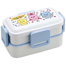 Skater PFLW4AG 2-Tier Lunch Box, 20.3 fl oz (600 ml), For Women, Antibacterial, Fluffy, Domed Lid, Made in Japan