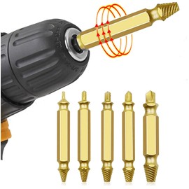 leeBaa Screw Removal Bit Extractor, Drill Bit Set, Set of 5, Includes Screwdriver Bit, For Removing Crushed Screws, Repair Tool