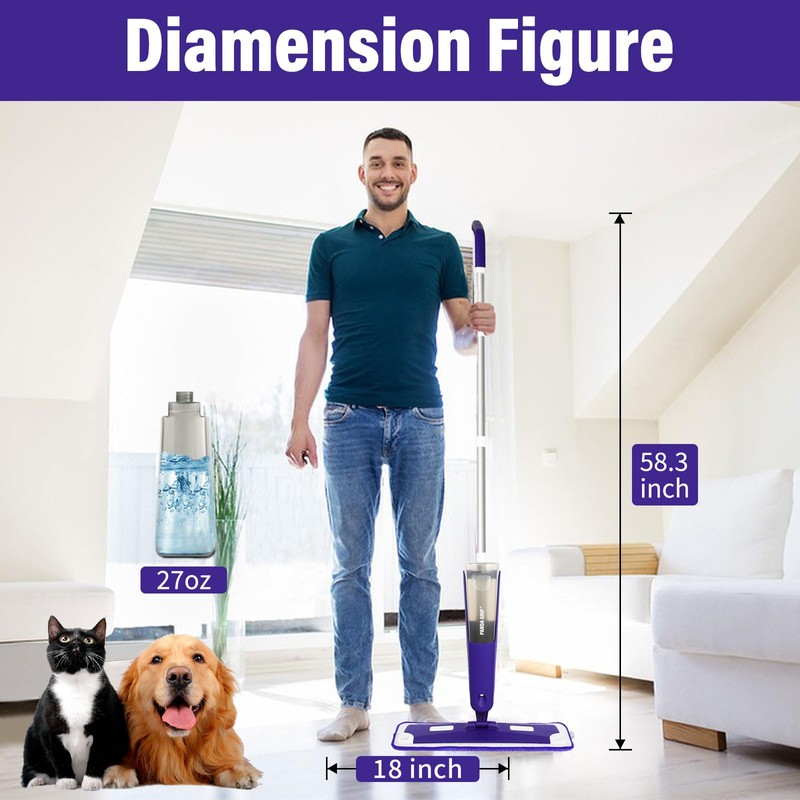 Mops for Floor Cleaning, Wet and Dry Spray Mop with