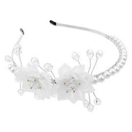 Elegant Flower Rhinestone Pearls Crowns for Girls Women,Rhinestone Headband Crystal Pearls Tiara Crowns for Bride Birthday Drama Cosplay Prom