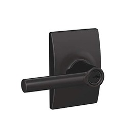 Schlage F51-BRW-CEN Broadway Single Cylinder Keyed Entry Door Lever Set with Decorative Century Trim - Matte Black