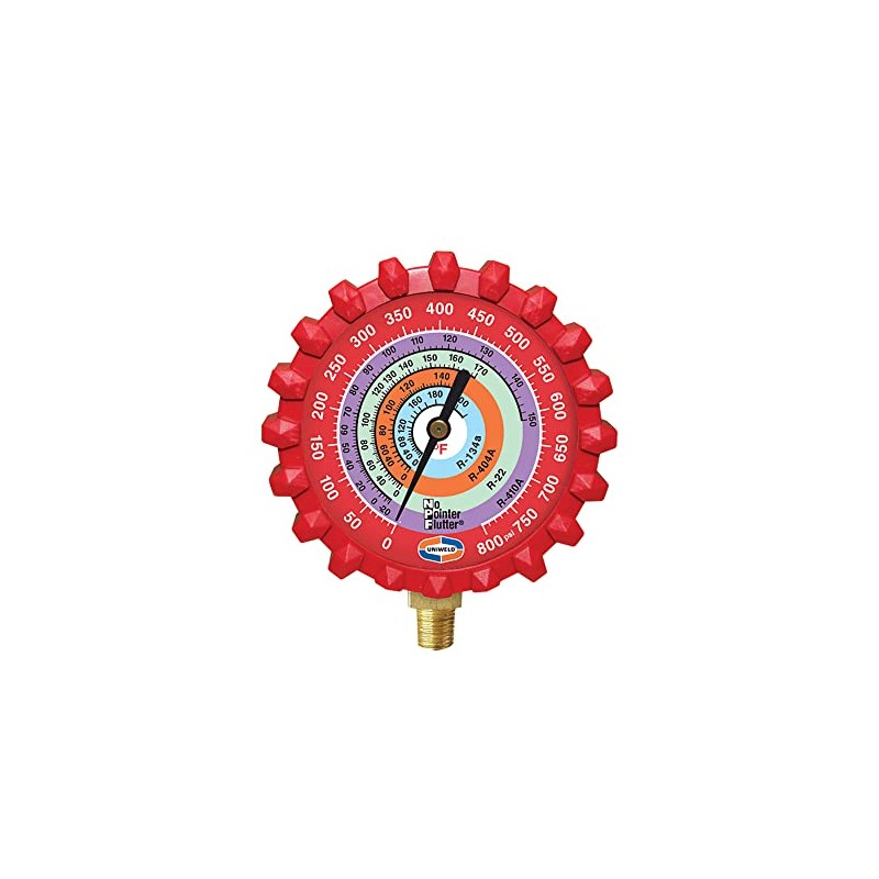 Refrigerant Gauge, Red, 3-1/4" L, 800 psi