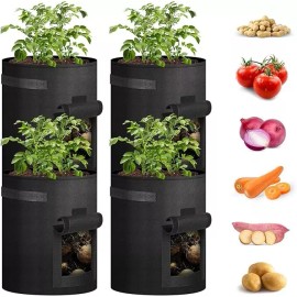 iPower Potato Grow Bags 10 Gallon 4 Pack Garden Planting Pot Nonwoven Fabric