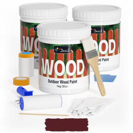 DWIL Outdoor Paint for Wood - Fast Dry, No Sanding Matte Finish, Water Based, Easy Apply, Burgundy Red, 3 Quart