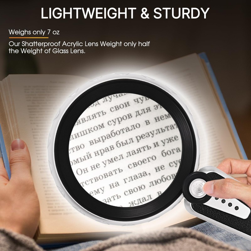 45X Magnifying Glass with Light, 4.6 Inch 1200mAh USB Rechargeable,