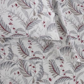 Tribeca Living Cotton Flannel Sheets King, Ultra-Soft Portuguese Printed Flannel Bedding, Extra Deep Pocket 4-Piece Sheet Set(fits up to 21" Mattress), Chiara Leaves