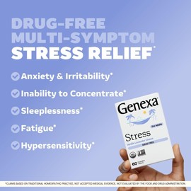 Genexa Stress Relief - 60 Tablets, Certified Organic & Non-GMO, Physician Formulated, Homeopathic Sleep Aid (Stress Relief, 1 Pack)