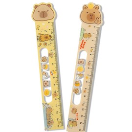 15CM Cute Capybara Straighter Ruler, 2Pcs Plastic Clear Capybara Straighter Ruler, Plastic Measuring Tool Kawaii Portable Stationery School Supplies Stationery Transparent