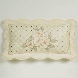 Touch of Class Southern Belle Butter Quilted Embroidered Magnolia Bedding Pillow Quilted Rectangle