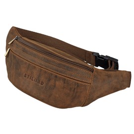 STILORD 'Markieren' Leather Belt Bag, Ideal Crossbody Bag, Hip Bag, Belt Bag Made of Genuine Leather, Aneto - Brown