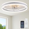 Fszdorj 24'' Ceiling Fan with Light and Remote,White Low profile