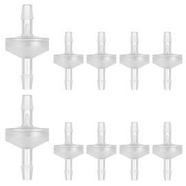 10 Pack 1/4 Inch Check Valve, One Way Barb Hose Inline Non Return 1/4" Plastic One Way Inline Check Valve for Fuel, Oil, Water, Air, Micro Diaphragm Checks Valves for Air Intake Feed