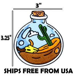 TBA Wholesale Hiker Arizona Desert Cactus Skull Embroidered Terrarium Bottle Saguaro Patch