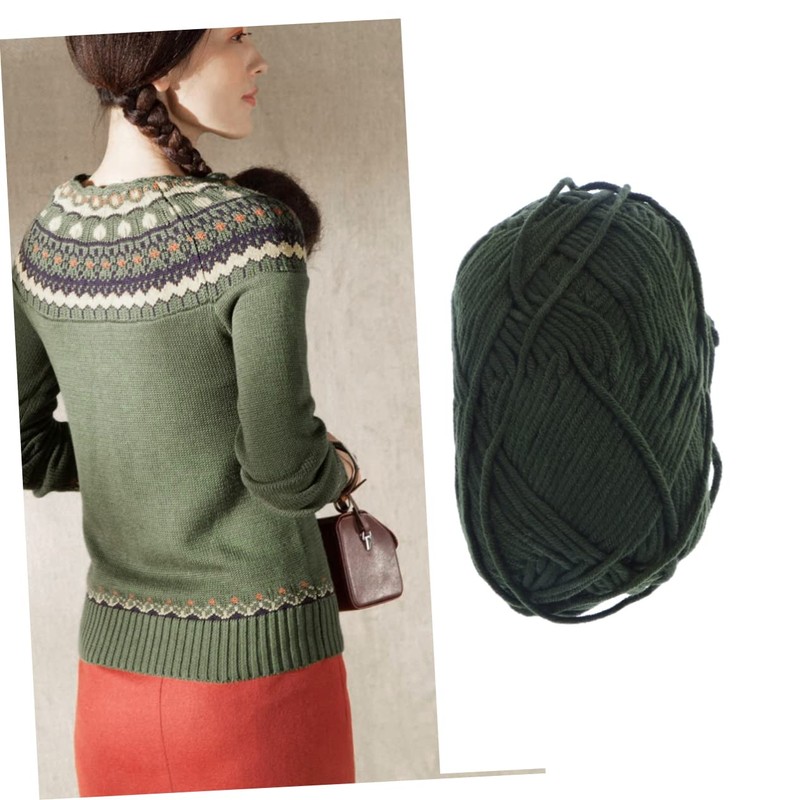SEWACC Milk Cotton Yarn Soft Army Green Chunky Knitting Yarn