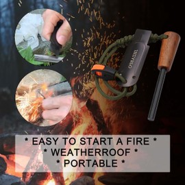 JHZABPO Fire Starter for Campfires, Flint and Steel Fire Starter Kit, Ferro Rod Survival Kit, Fast Fire Stick with Survival Whistle