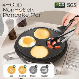 KRETAELY Pancake Pan 4 Cups Pancake Maker Nonstick Pancake Griddle With 100% PFOA Free Coating 10.5 Inch Mini Pancake Pan